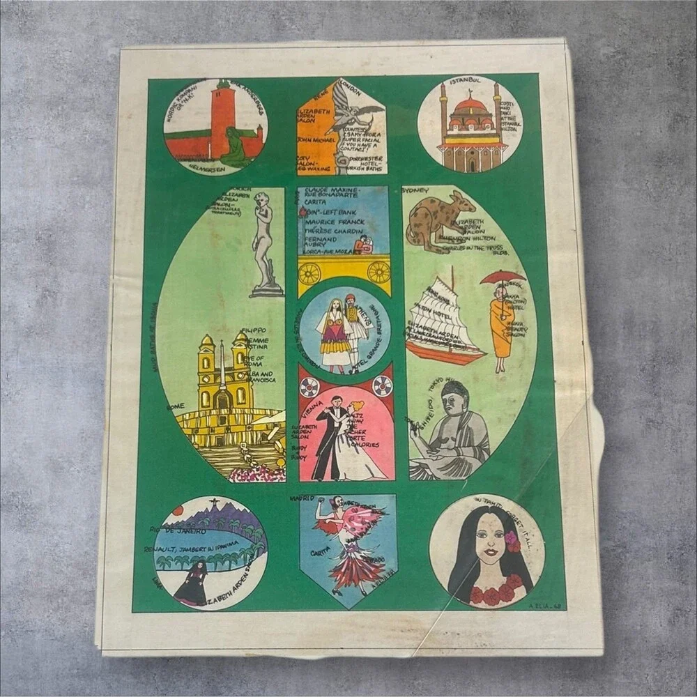 Vintage 1968 Albert Elia Original Artwork - Travel Icons & Celebs Signed